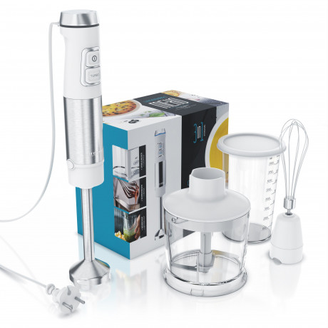 Arendo Arendo Stabmixer, 1200 W, Set, Edelstahl, Purierstab, stufenlos, inkl. 800 ml Messbecher silber/schwarz Ручной блендер Arendo, 1200 Вт, набор, нержавеющая сталь, стержень для пюре, бесступенчатый, включая мерный стакан 800 мл