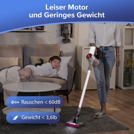 redroad redroad Akku-Stielstaubsauger 17, 450,00 W, Beutellos, Akku Staubsauger 26.5Kpa, 60 Mins,Mit LED Licht Беспроводной пылесос Redroad 17, 450,00 Вт, без мешка, беспроводной пылесос 26,5 кПа, 60 минут, со светодиодной подсветкой