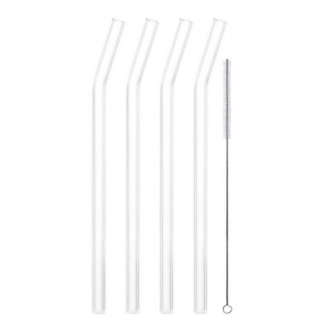 Eisch Eisch Gentleman Trinkhalm geknickt Glas Set 4-tlg. mit Reinigungsburste - im Geschenkkarton l: 22,5 cm / d: 9 mm Eisch Gentleman Набор гнутых стаканов для питья, 4 предм. с щеточкой для чистки - в подарочной упаковке д: 22,5 см / д: 9 мм