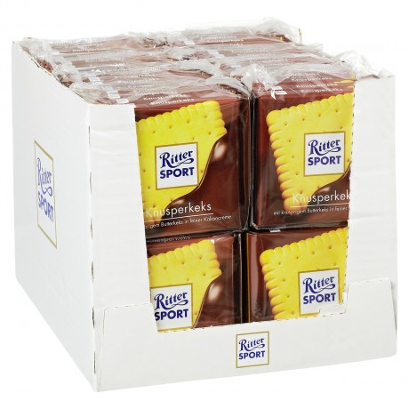 Ritter Sport (Риттер Спорт) Tafelschokolade Knusperkeks Butterkeks (14 %), Milch-Kakao-Creme (29,5 %), Vollmilchschokolade (56,5 %), Упаковка 16 шт. x 500 г