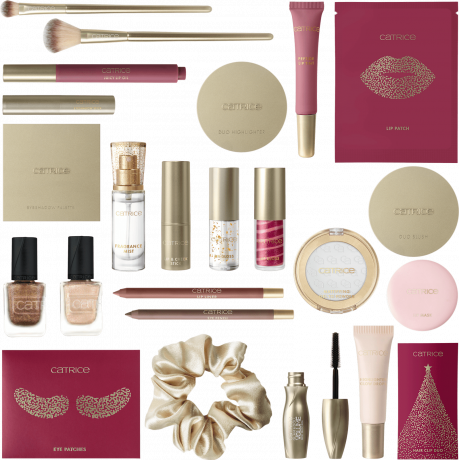 CATRICE House of Gold Adventskalender 2026, 20 Make-up-Produkte und 4 Accessoires, CATRICE Адвент-календарь 2026 с декоративной косметикой для лица, глаз, губ и ногтей и аксессуарами, 24 сюрприза