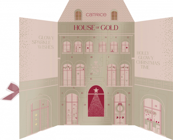 CATRICE House of Gold Adventskalender 2026, 20 Make-up-Produkte und 4 Accessoires, CATRICE Адвент-календарь 2026 с декоративной косметикой для лица, глаз, губ и ногтей и аксессуарами, 24 сюрприза