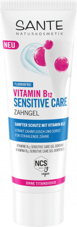 SANTE Vitamin B12 Sensitive Care Zahngel, 75 ml, Санте Зубной гель Sensitive Care с витамином B12 и ксилитом, без фтора, 75 мл