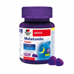 Doppelherz Melatonin Gums, 40 Gums, 112 g, Мелатонин 1 мг для сокращения времени засыпания, жевательные пастилки без сахара со вкусом малины, 40 шт., 112 г