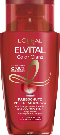 L'Oreal Paris Elvital Color Glanz Farbschutz Pflegeshampoo Reisegroesse, 90 ml, Дорожный шампунь для окрашенных и мелированных волос, защита цвета и блеска до 10 недель, 90 мл
