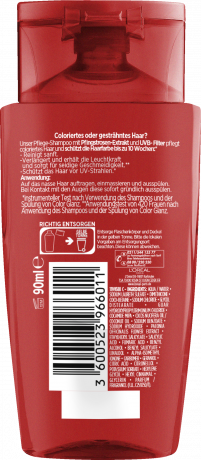 L'Oreal Paris Elvital Color Glanz Farbschutz Pflegeshampoo Reisegroesse, 90 ml, Дорожный шампунь для окрашенных и мелированных волос, защита цвета и блеска до 10 недель, 90 мл