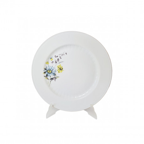 Bareuther Bavaria Винтажное круглое блюдо с позолоченным краем "Полевые цветы", 29см, Германия, 1960-70гг.