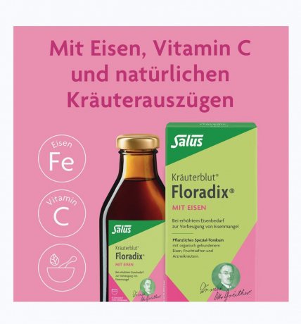 Salus Krauterblut Floradix mit Eisen Flussigkeit zum Einnehmen 250 ml, Salus Floradix Тоник с железом для взрослых, с витамином C и 12 травами, без глютена и лактозы,  (Германия), 250 мл