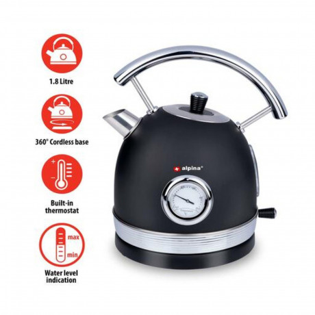 INDA-Exclusiv INDA-Exclusiv Wasserkessel Wasserkocher Edelstahl Thermostat Abschaltautomatik 1,8Liter 2200W INDA-Эксклюзивный чайник из нержавеющей стали с термостатом и автоматическим отключением, 1,8 литра, 2200 Вт.