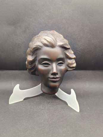 Панно винтажное D.K. Gisela в виде головы женщины, керамика, 15.5 х 7 см, Испания, 1970-80гг.