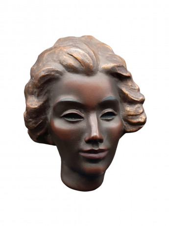 Панно винтажное D.K. Gisela в виде головы женщины, керамика, 15.5 х 7 см, Испания, 1970-80гг.