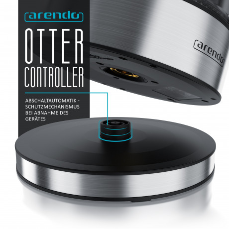 Arendo Arendo Wasserkocher, 1,7 l, 2200 W, Edelstahl mit Glaskorper, Temperaturwahl 40°C 100°C, Aufkochfunktion Чайник Arendo, 1,7 л, 2200 Вт, нержавеющая сталь, стеклянный корпус, выбор температуры 40°С 100°С, функция кипячения.