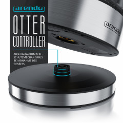 Arendo Arendo Wasserkocher, 1,7 l, 2200 W, Edelstahl mit Glaskorper, Temperaturwahl 40°C 100°C, Aufkochfunktion  Чайник Arendo, 1,7 л, 2200 Вт, нержавеющая сталь, стеклянный корпус, выбор температуры 40°С 100°С, функция кипячения.