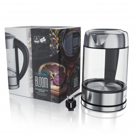 Arendo Arendo Wasserkocher, 1,7 l, 2200 W, Edelstahl mit Glaskorper, Temperaturwahl 40°C 100°C, Aufkochfunktion Чайник Arendo, 1,7 л, 2200 Вт, нержавеющая сталь, стеклянный корпус, выбор температуры 40°С 100°С, функция кипячения.
