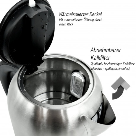 LMG Germany LMG Germany Wasserkocher 1,7 l Glas Edelstahl Wasserkocher 2200W, LED Temperatureinstellung, 2200 W, Edelstahlgehause, Temperatureinstellung, Schnellkochfunktion Чайник LMG Germany 1,7 л, стеклянный чайник из нержавеющей стали, 2200 Вт, свет