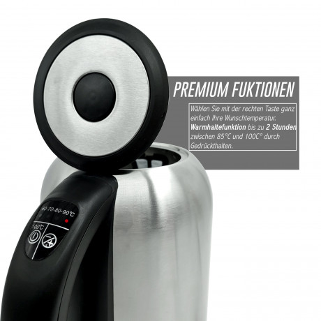 LMG Germany LMG Germany Wasserkocher 1,7 l Glas Edelstahl Wasserkocher 2200W, LED Temperatureinstellung, 2200 W, Edelstahlgehause, Temperatureinstellung, Schnellkochfunktion Чайник LMG Germany 1,7 л, стеклянный чайник из нержавеющей стали, 2200 Вт, свет