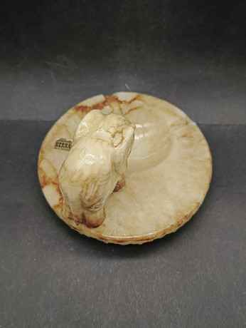 Винтажная алебастровая пепельница Hema Spain с фигуркой слона, алебастр, 15.5 х 11 см, Испания, 1970-80гг.