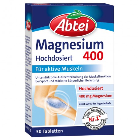 Abtei Magnesium 400 Tabletten 30 St, 38,6 g, Магний 400 мг для поддержания работы мышц, 30 таблеток, 38,6 г
