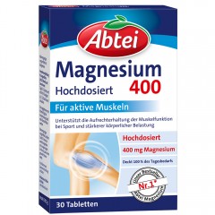 Abtei Magnesium 400 Tabletten 30 St, 38,6 g, Магний 400 мг для поддержания работы мышц, 30 таблеток, 38,6 г