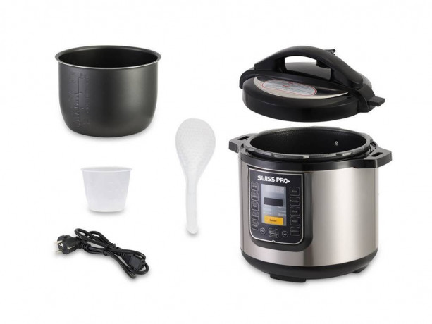 SWISS PRO+ SWISS PRO+ Multikocher Swiss Pro elektrischer Schnellkochtopf 6L 1000W Dampfgarer Reiskocher, 1000 W  Мультиварка SWISS PRO+ Электрическая скороварка Swiss Pro 6л 1000Вт рисоварка на пару, 1000Вт