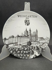 Тарелка декоративная в бело-черных тонах Altenkunststadt &quot;Аббатство Вайнгартен (1860)&quot; винтажная, фарфор, 17 см, Германия, 1960-70гг.