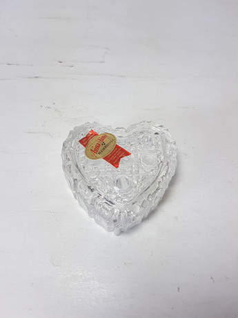 Шкатулка хрустальная винтажная в виде сердца Anna Hutte, 7 x 6,5 x 3 см, Германия, 1960-70гг.