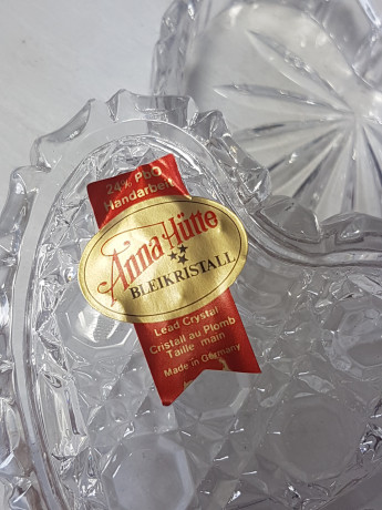 Шкатулка хрустальная винтажная в виде сердца Anna Hutte, 7 x 6,5 x 3 см, Германия, 1960-70гг.