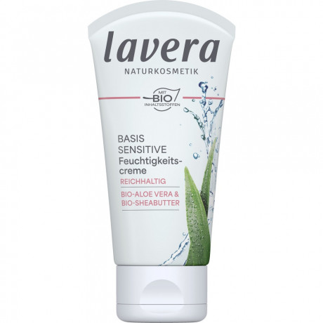 LAVERA Basis Sensitiv Reichhaltige Feuchtigkeitscreme, 50 ml, Лавера Крем для лица питательный увлажняющий, био-алоэ вера и масло ши, для сухой кожи, 50 мл