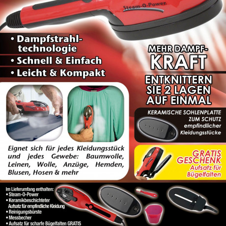 Best Direct® Best Direct® Dampfburste Steam-O-Power 2 in 1, 770 W, Bugeleisen Dampfglatter, leicht und kompakt ideal fur die Reise Паровая щетка Best Direct® Steam-O-Power 2 в 1, 770 Вт, утюг-отпариватель, легкий и компактный, идеально подходит для путе