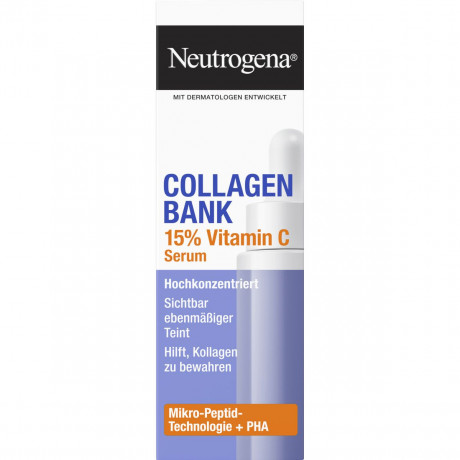 Neutrogena Collagen Bank 15% Vitamin C Serum, 15 ml, Neutrogena Collagen Bank Сыворотка с 15% витамином C и 2% PHA, 15 мл