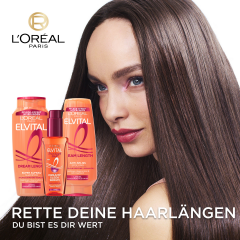 L'Oreal Paris Elvital Super Aufbau Dream Length Shampoo, 400 ml, Восстанавливающий шампунь с растительными протеинами и касторовым маслом для длинных повреждённых волос, 400 мл