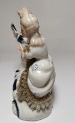 German porcelain, Немецкая винтажная фарфоровая статуэтка рококо &quot;Музыканты с арфой&quot; 12см, 1960-70гг.