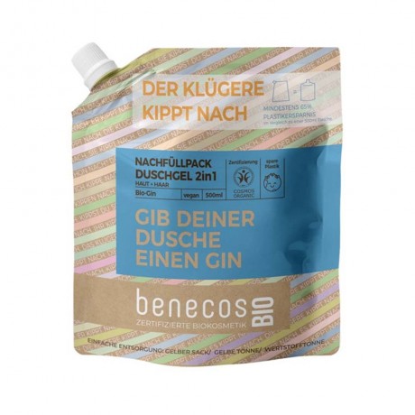 benecos Gin Duschgel 2in1 Haut+Haar Refill Джин гель для душа 2в1 кожа+волосы наполнитель
