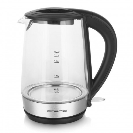 Emerio Emerio Wasserkocher Glas Wasserkocher 1,7L LED Beleuchtung Kabellos Erwarmen Tee Kettle Ku Чайник Emerio Стеклянный чайник 1,7 л со светодиодной подсветкой Беспроводной чайник с подогревом Ku