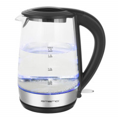 Emerio Emerio Wasserkocher Glas Wasserkocher 1,7L LED Beleuchtung Kabellos Erwarmen Tee Kettle Ku  Чайник Emerio Стеклянный чайник 1,7 л со светодиодной подсветкой Беспроводной чайник с подогревом Ku