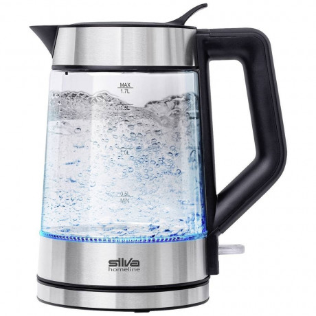 Silva Homeline Silva Homeline Wasserkocher Silva Homeline KL-G 2007 Wasserkocher schnurlos Silber, Schwarz, 1.70 l, 2200 W  Чайник Silva Homeline Silva Homeline KL-G 2007 Чайник беспроводной серебристый, черный, 1,70 л, 2200 Вт