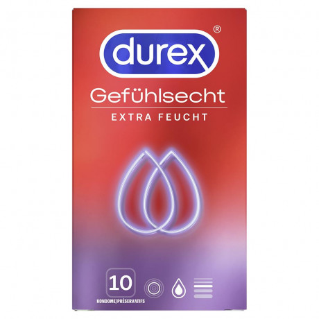 Durex Gefuhlsecht Extra Feucht Kondome Ощущение излишней влажности презервативов