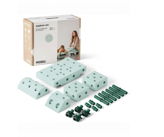 MODU Explorer Set 20st Мягкий конструктор 20 деталей, 15 моделей, безопасная развивающая игрушка для детей 0 6 лет из EPP, океанская мята/лесная зелень