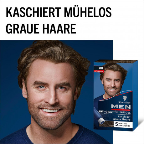 Schwarzkopf MEN Perfect 60, 10st, Средне-коричневый, мужская краска от седины 5 минут, Набор 10 упаковок 