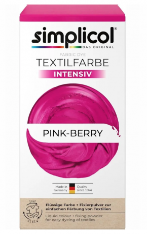 Simplicol Textilfarbe intensiv Pink-Berry  Краска для ткани розовая Pink-Berry интенсивная, жидкая, для стиральной машины 40 , 150 мл + фиксатор 400 г