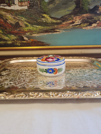 Шкатулка винтажная Z.S.& CO Bavaria с ярким цветочным рисунком, 9 x 4,5 см, Германия, 1960-70гг.