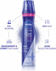 NIVEA Pflege &amp; Halt Haarspray regenerierend, 250 ml, Нивеа Лак для волос восстанавливающий, пантенол и витамин B3, до 24ч фиксация, 250 мл