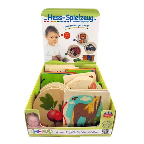 HESS Babyspielzeug Display mit 12 Holzbilderbucher Витрина для детских игрушек с 12 деревянными книжками с картинками