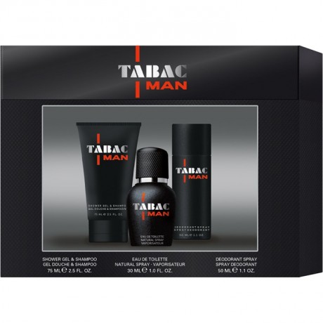 Tabac (Табак) Подарочный набор: Eau de Toilette Spray Туалетная вода 30 мл + Body & Hair Shower Gel Гель для душа 75 мл + Deodorant Spray Дезодорант спрей 50 мл 