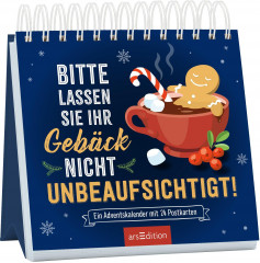 Postkarten-Adventskalender 2026 Bitte lassen Sie Ihr Gebaeck nicht unbeaufsichtigt, настольный адвент-календарь с 24 открытками
