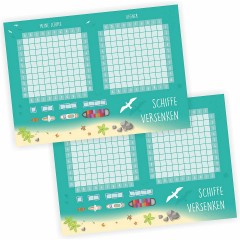 nikima Papeterie 2er Set A6 Spielblock Schiffe versenken Reisespiel Flottenmanover Reisespiele Набор канцелярских принадлежностей: 2 планшета формата А6. Морские корабли. Путешествие. Путешествия. Маневры флота.