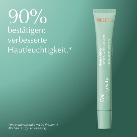 WELEDA Cell Longevity Hydra Glow Plump & Gloss Lip Balm, 12 ml, Бальзам для губ Hydra Glow Plump & Gloss с гиалуроновой кислотой HA7 и глянцевым финишем, 12 мл