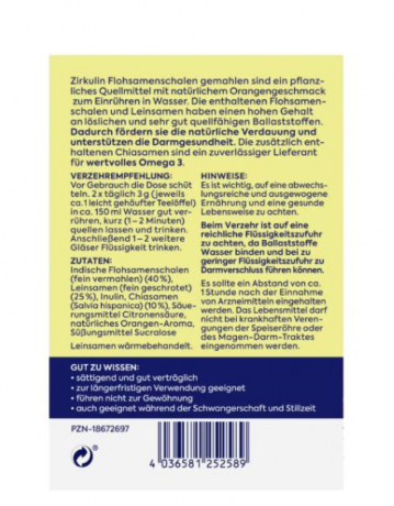 Zirkulin Flohsamen Schalen 200g, Псилиум + апельсин + семена льна + семена чиа, 200 г