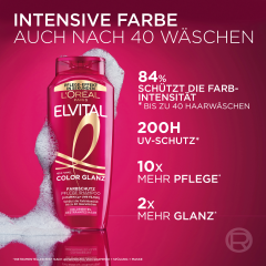 L'Oreal Paris Elvital Color Glanz 2in1 Farbschutz Pflege Shampoo, 300 ml, Шампунь и кондиционер 2 в 1 для окрашенных волос с витамином Cg и UVB-фильтром, защита цвета и блеска, 300 мл