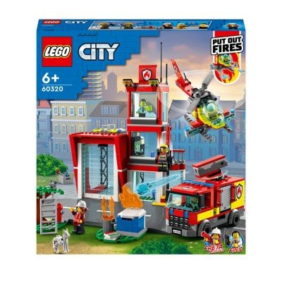 LEGO City Fire 4er Set: 60318 Feuerwehrhubschrauber + 60319 Loscheinsatz und Verfolgungsjagd + 60320 Feuerwache + 60321 Feuerwehreinsatz mit Loschtruppe Набор из 4 предметов: 60318 Пожарный вертолет + 60319 Пожарная операция и погоня + 60320 Пожарная стан